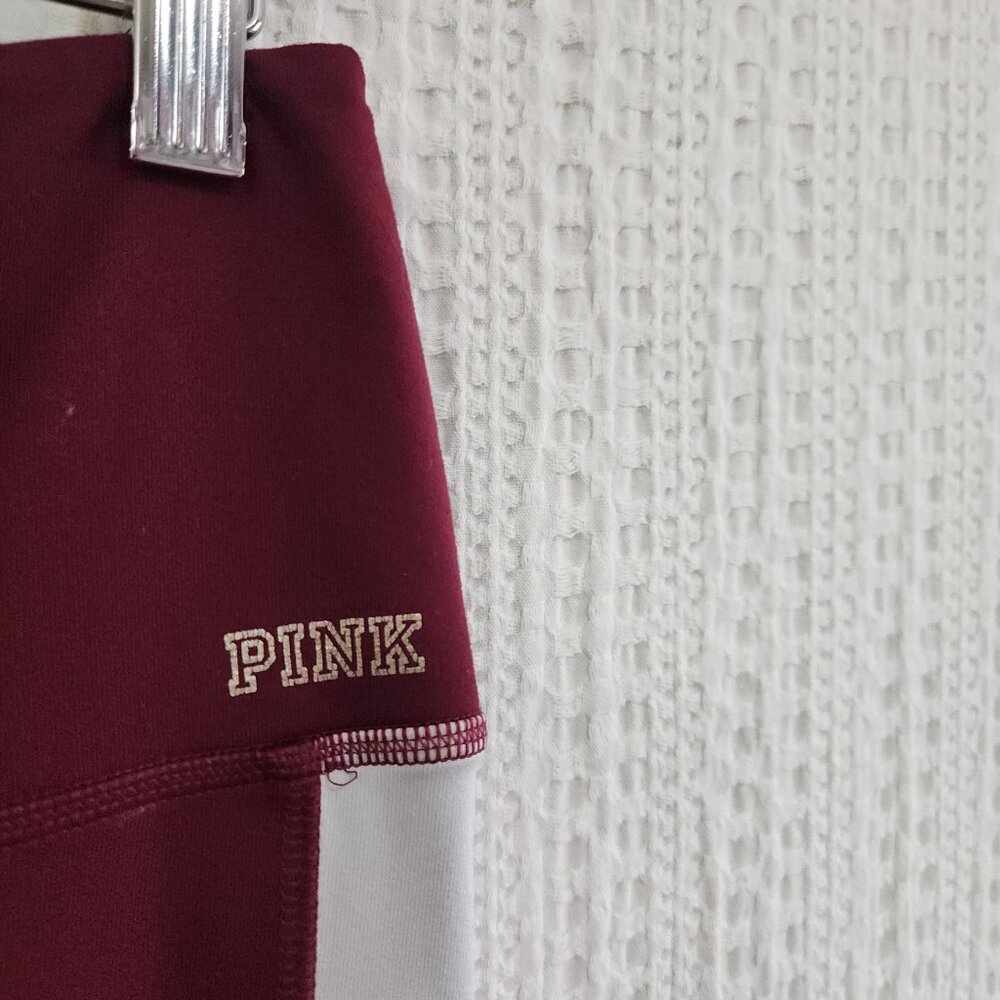 PINK Victoria's Secret Ultimate Maroon Logo Leggings Size Medium - Picture 7 of 12